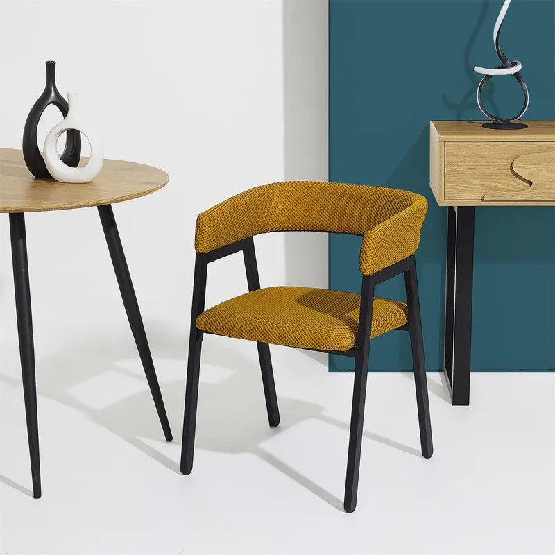 Krzesło MEBLIVA Craft Tapicerowane, Nowoczesny Design - Żółty