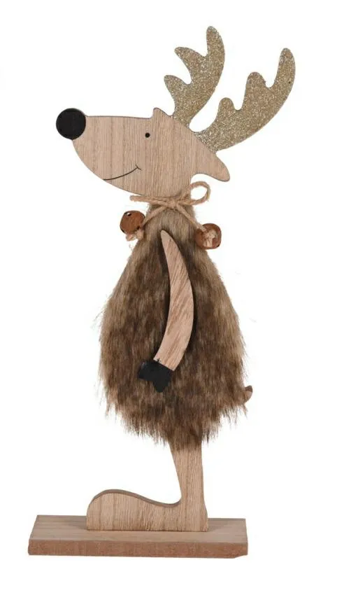 Figurka Renifer MEBLIVA Drewniana 30 cm - Brązowy Ciemny
