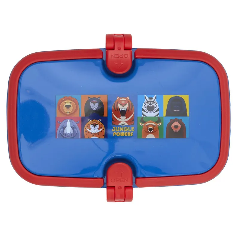 Lunch Box Dziecięcy MEBLIVA Dżungla, Tworzywo Sztuczne - Niebieski