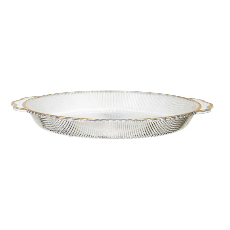 Taca MEBLIVA Mirage Owalna 38,5cm, Transparentna - Złoty Brzeg