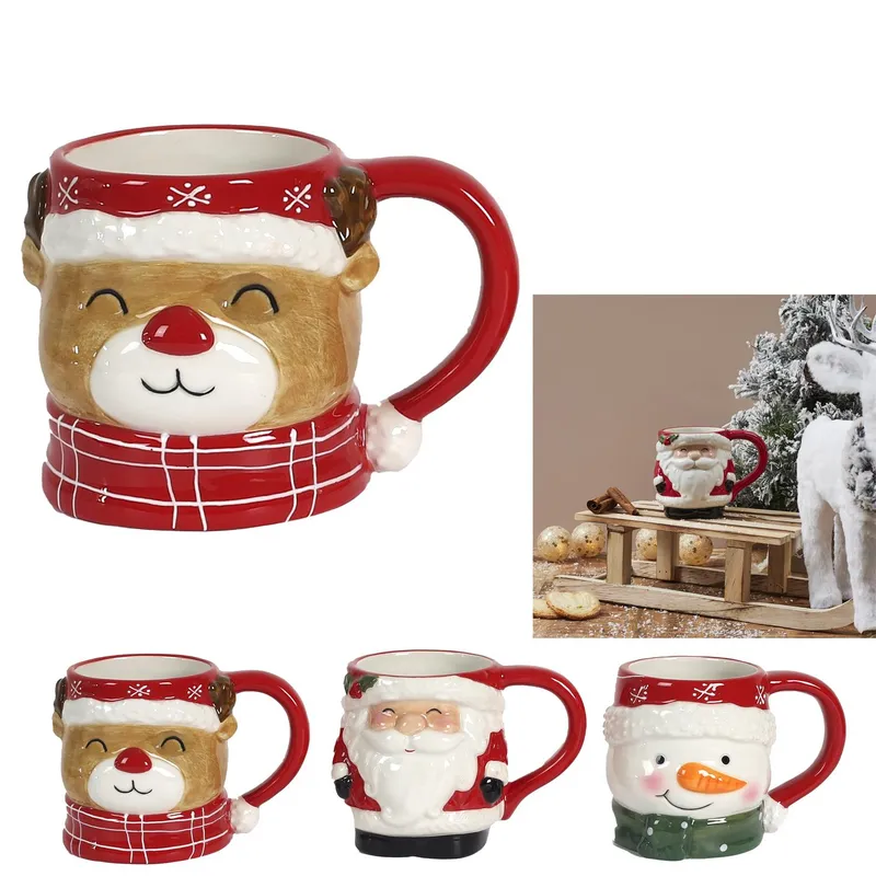 Kubek Świąteczny MEBLIVA Mikołaj Ceramiczny - Multikolor