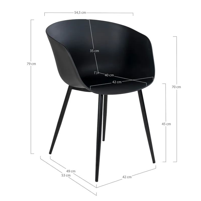 Krzesło MEBLIVA Roda Z Tworzywa Do Jadalni, Nowoczesny Design - Czarny
