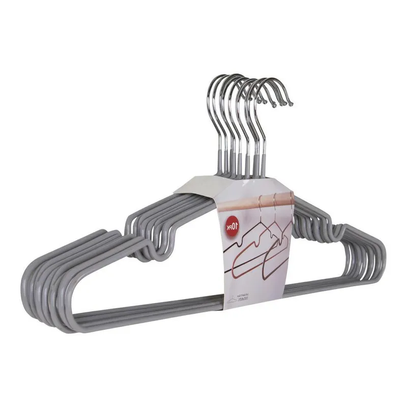 Wieszaki Na Ubrania MEBLIVA Messa, Metal, Zestaw 10 Sztuk - Szary