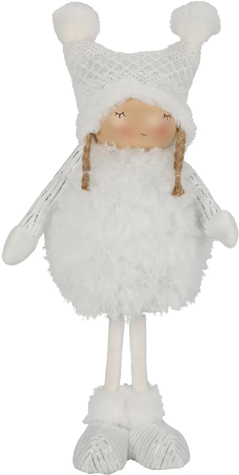 Figurka Dekoracyjna MEBLIVA Dziewczynka Śnieżynka 42cm Glamour - Biała