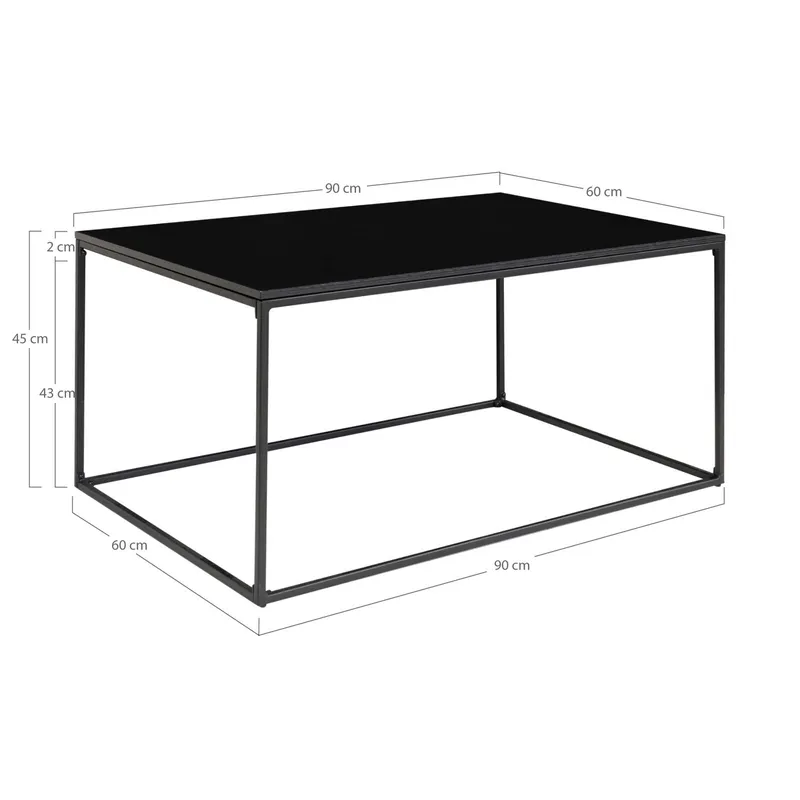 Stolik Kawowy MEBLIVA Vita 60x90 cm, Płyta Wiórowa, Styl Loftowy - Czarny