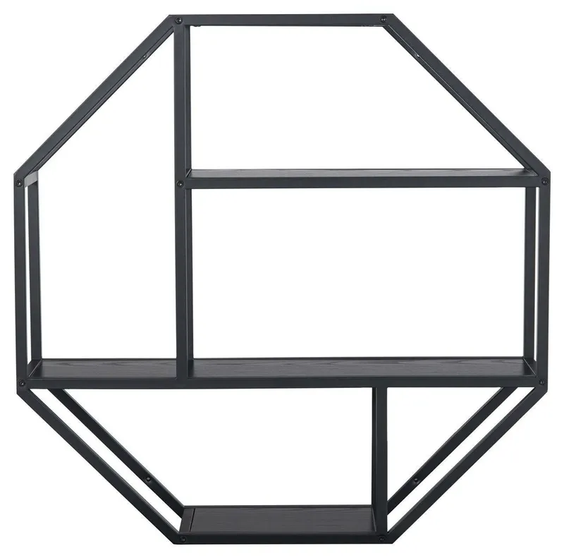 Półka MEBLIVA Seaford Octagon Industrialna 77x77 cm - Czarna