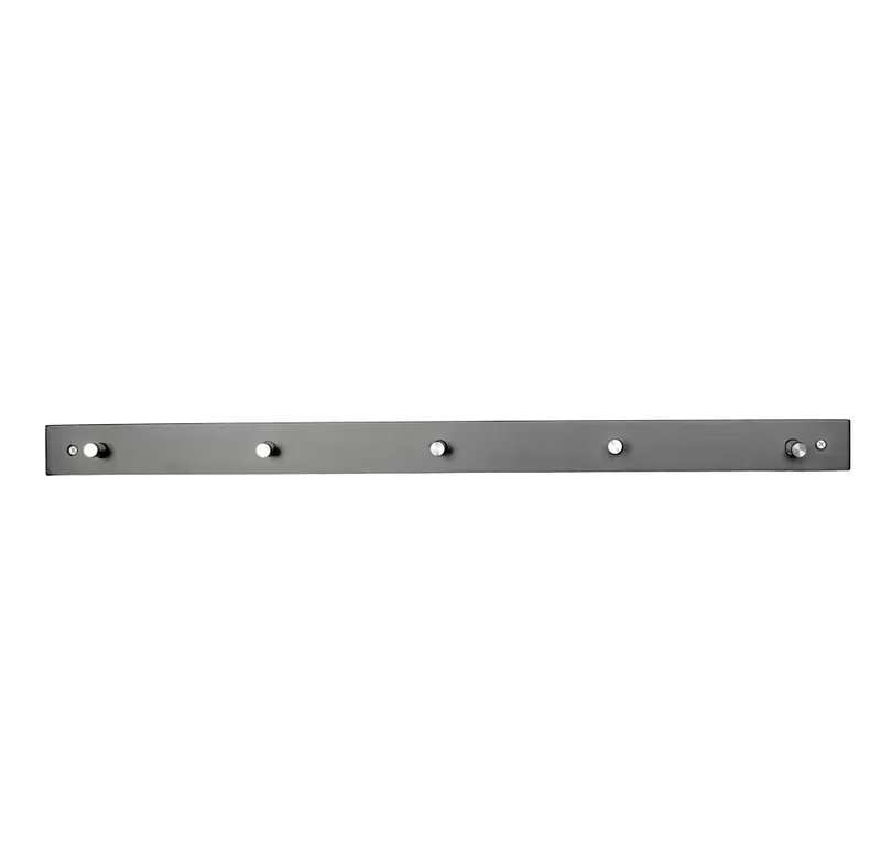 Wieszak Ścienny MEBLIVA Padova 70 cm, Metal Z 5 Haczykami - Czarny