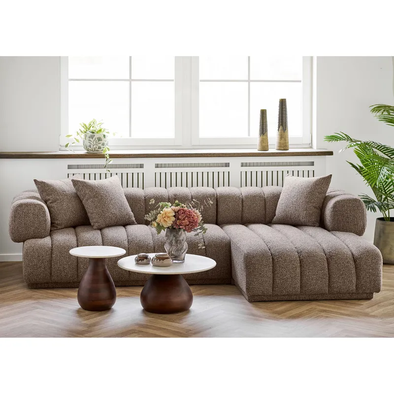 Stolik Kawowy MEBLIVA Heide Marmur/Drewno Mango, 70 cm - Biały