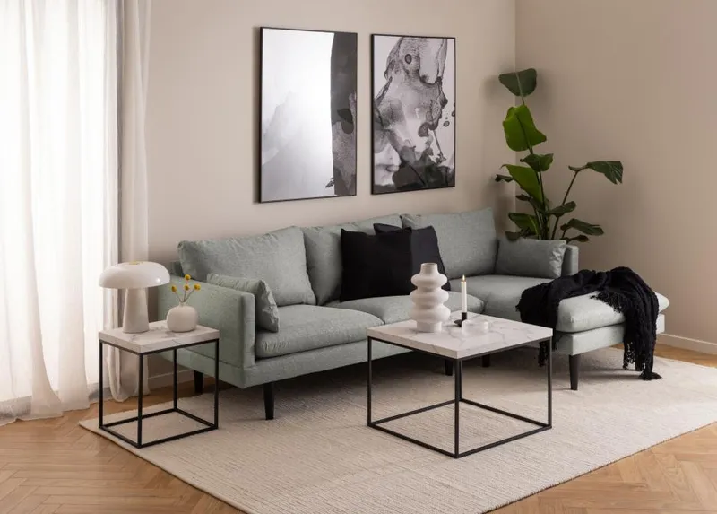 Stolik Kawowy MEBLIVA Barossa, Nowoczesny Design, Blat Marmur - Biały