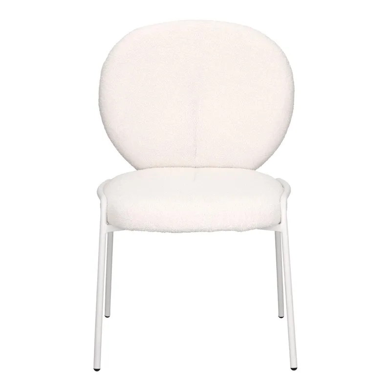 Krzesło MEBLIVA Bianco Tapicerowane Bouclé, Styl Boho - Białe