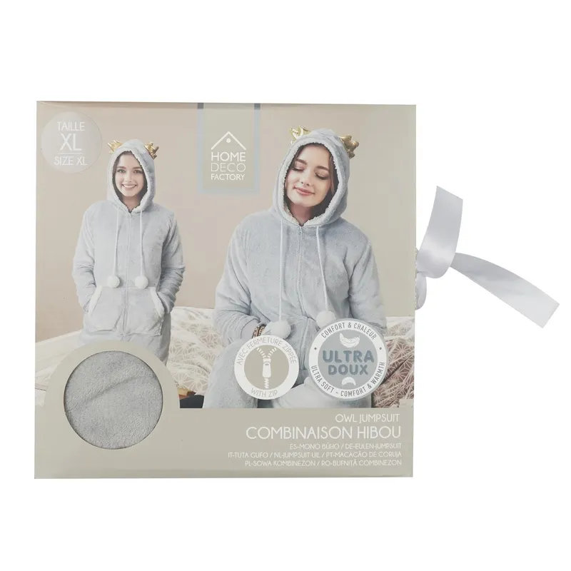 Kombinezon Onesie MEBLIVA Sowa, Poliester, 150 cm - Szary