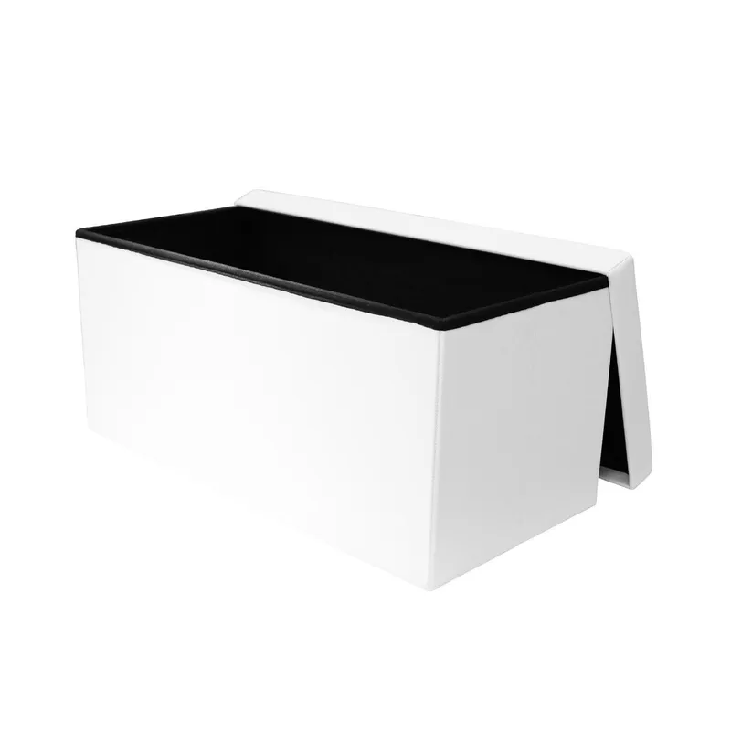 Pufa MEBLIVA Velse Eko Skóra Schowek 76,5 cm - Biała