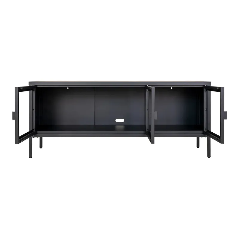 Szafka RTV MEBLIVA Brisbane 130 cm Stalowa Loftowa - Czarna