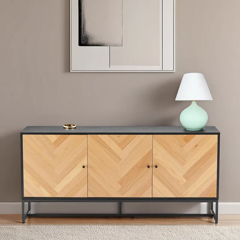 Komoda MEBLIVA Clar 160 cm, MDF, Skandynawska - Czarny