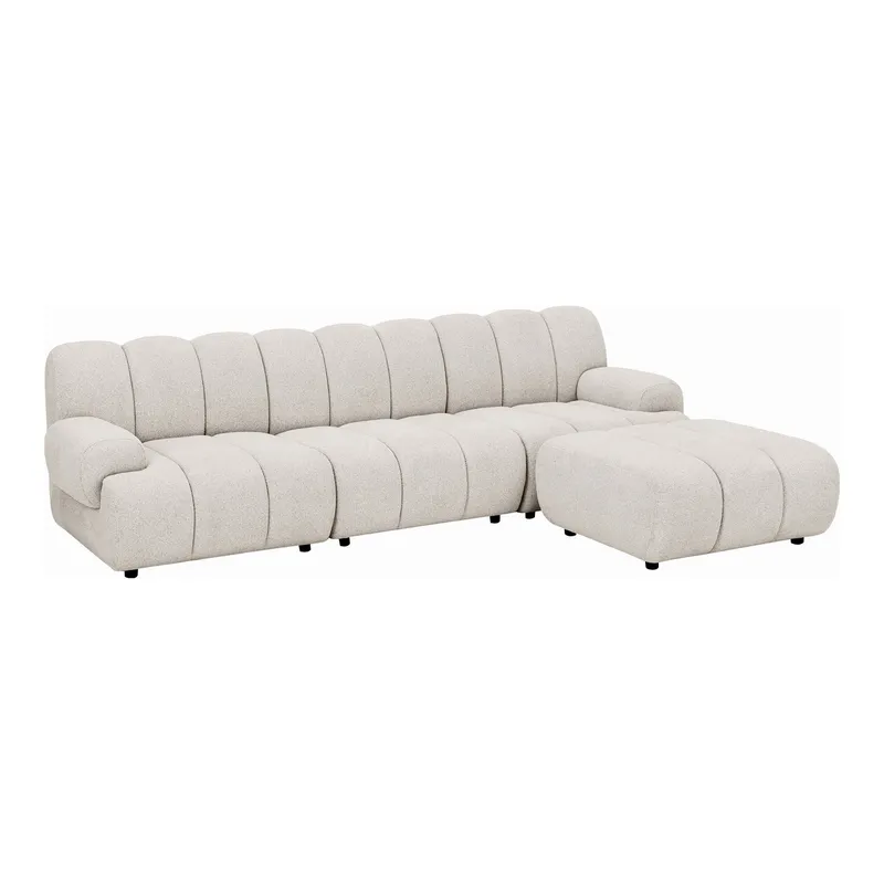 Sofa Narożna MEBLIVA Taza Modułowa, Aksamit, 275 cm - Piaskowa