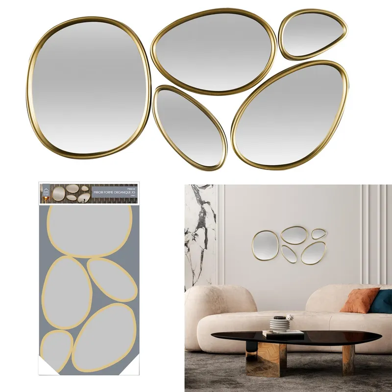 Zestaw 5 Luster MEBLIVA Organic Shape Owalne - Złoty