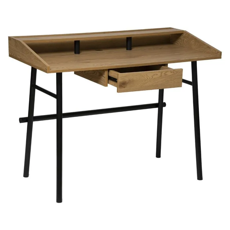 Biurko MEBLIVA Josan MDF Metal, Styl Boho - Brązowo-Czarne