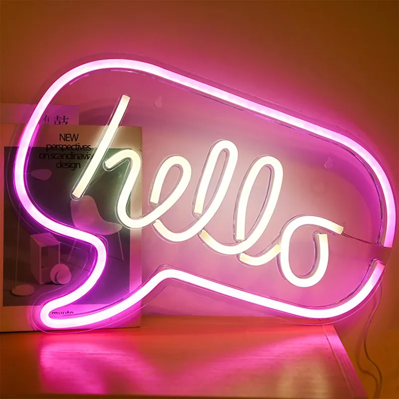 Lampa Dekoracyjna MEBLIVA HELLO Neon LED Nowoczesna - Różowy