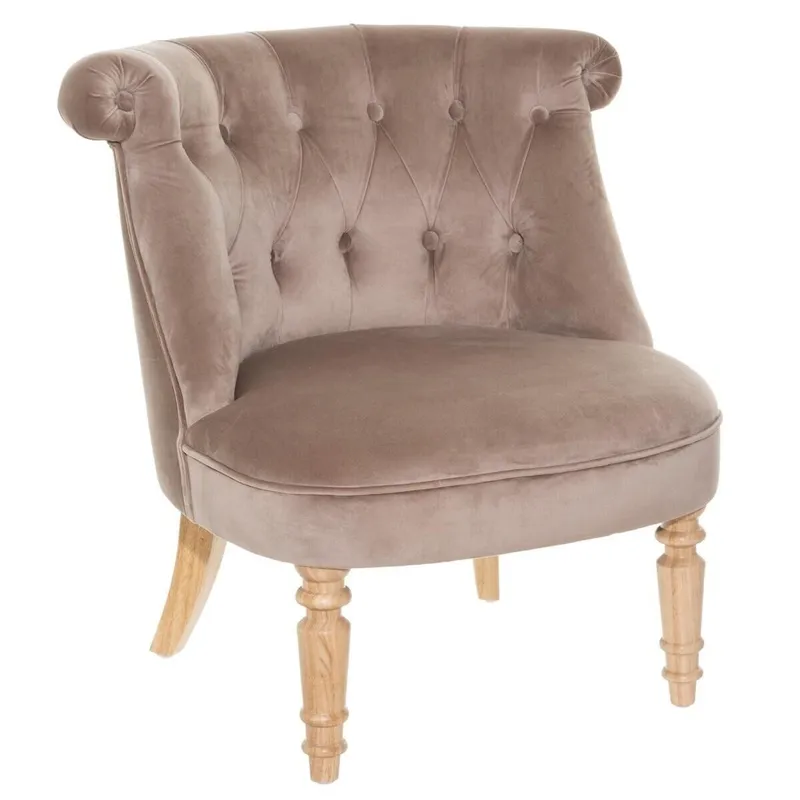 Fotel MEBLIVA Sixtine Velvet Pikowany Glamour - Beżowy Ciemny
