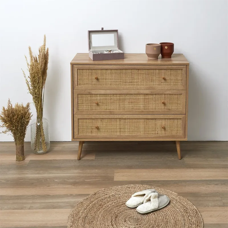 Komoda MEBLIVA Bali 3 Szuflady Płyta Laminowana - Brązowa