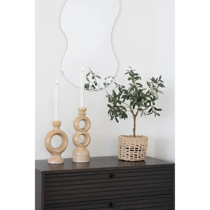 Świecznik Ceramiczny MEBLIVA Okrągły Boho - Brązowy