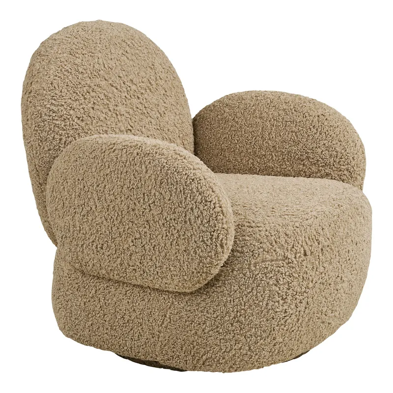 Fotel MEBLIVA Messina Obrotowy Tkanina Teddy - Jasnobrązowy