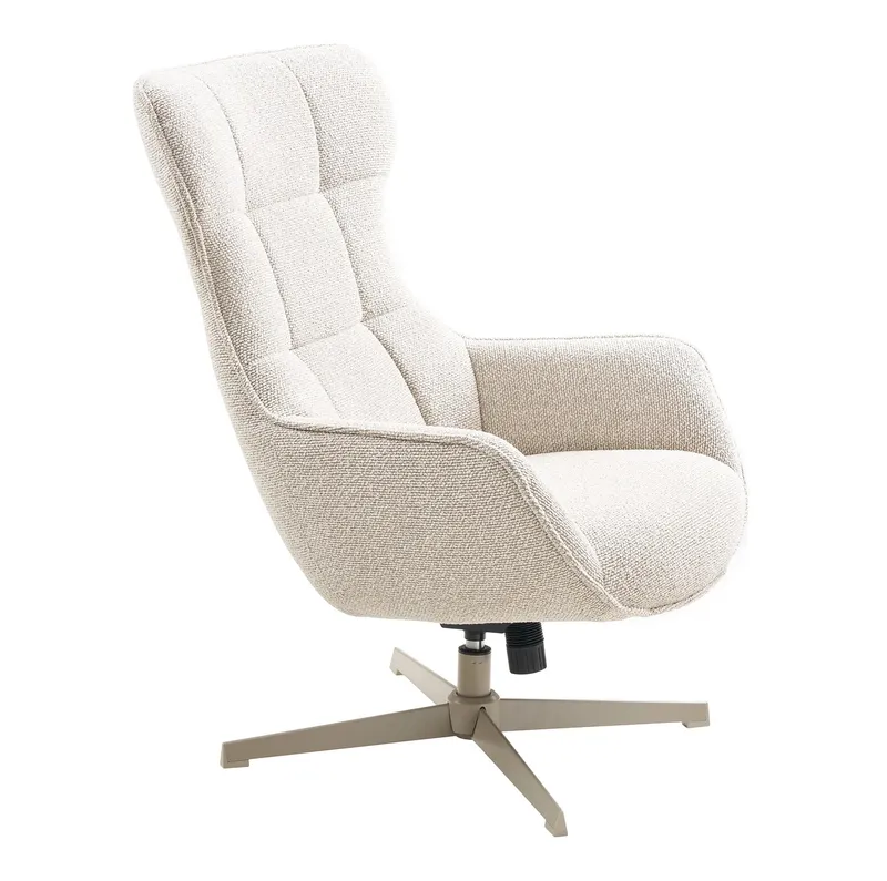 Fotel Biurowy MEBLIVA Turin, Nowoczesny Design, Boucle - Biały