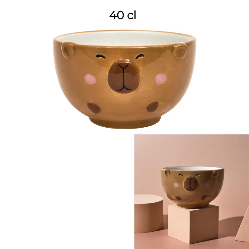 Miska Do Zupy MEBLIVA Kapibara Ceramiczna 400 ml - Brązowa