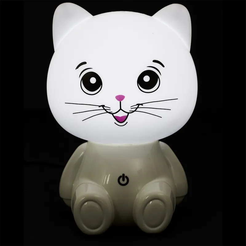 Lampka Nocna MEBLIVA Kot USB LED, Tworzywo ABS - Biała