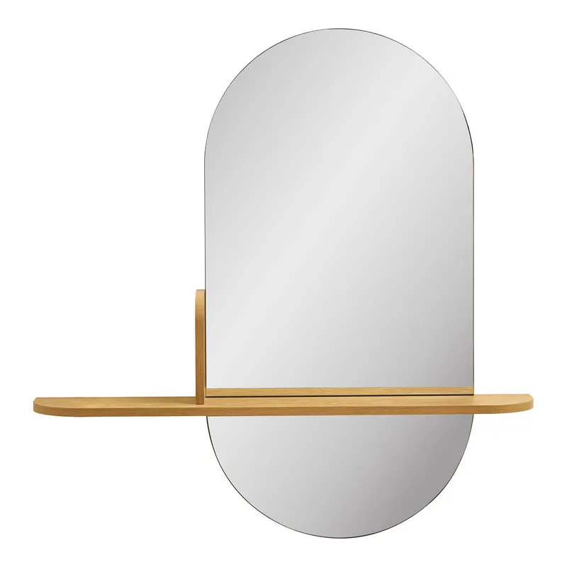 Lustro Barco MEBLIVA Z Półką Owalne 92x94,5 cm - Naturalny