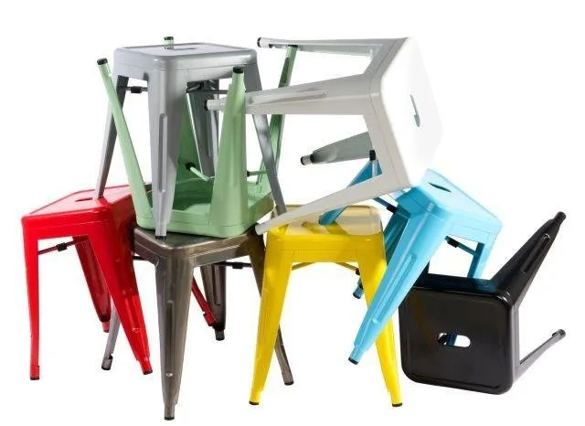 Stołek MEBLIVA Paris Metal Nowoczesny, 46 cm - Żółty