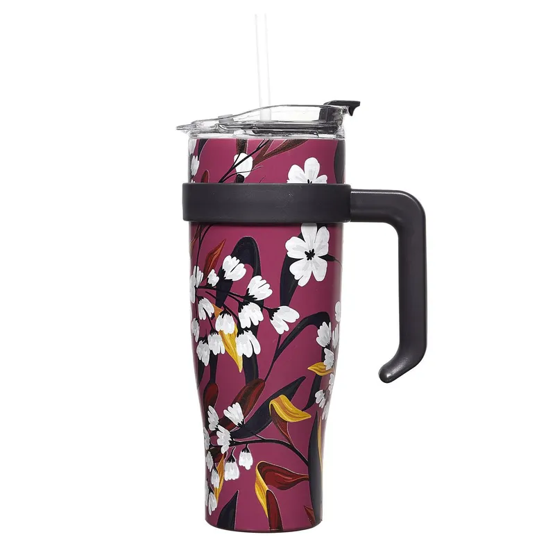 Kubek Termiczny MEBLIVA Fleur, Stal Nierdzewna 1,2 l - Różowy