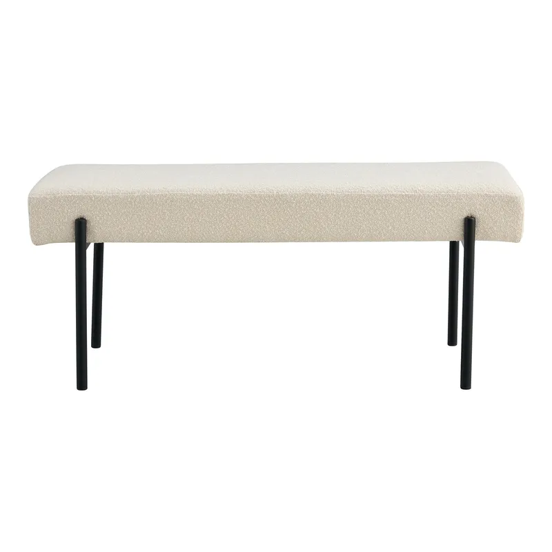 Ławka MEBLIVA Swindon Bouclé, Nowoczesna, 100 cm - Biała/Czarna