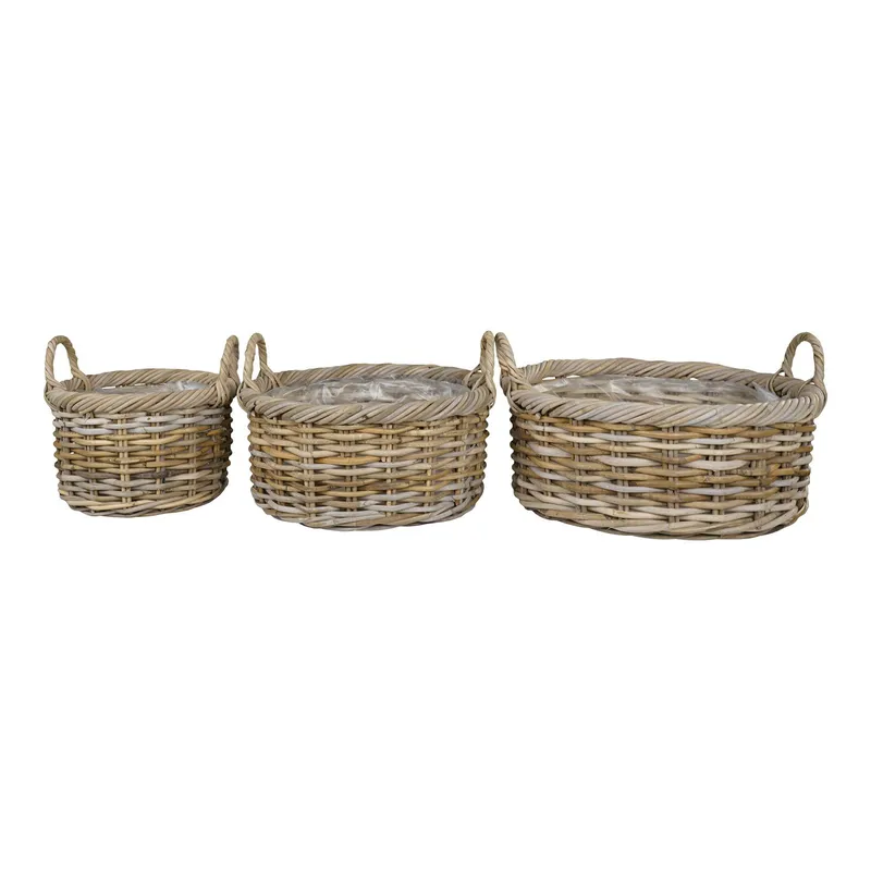 Zestaw 3 Koszy Kuta MEBLIVA Rattan - Naturalny