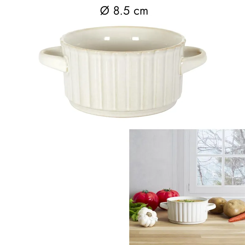 Bulionówka MEBLIVA Vlora Ceramiczna Z Uszami, 8,5 cm - Beżowa