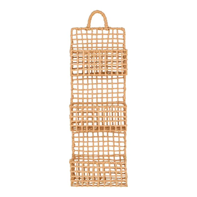 Półka Ścienna MEBLIVA Sines, Metal I Rattan, Rustykalny Styl - Beżowy