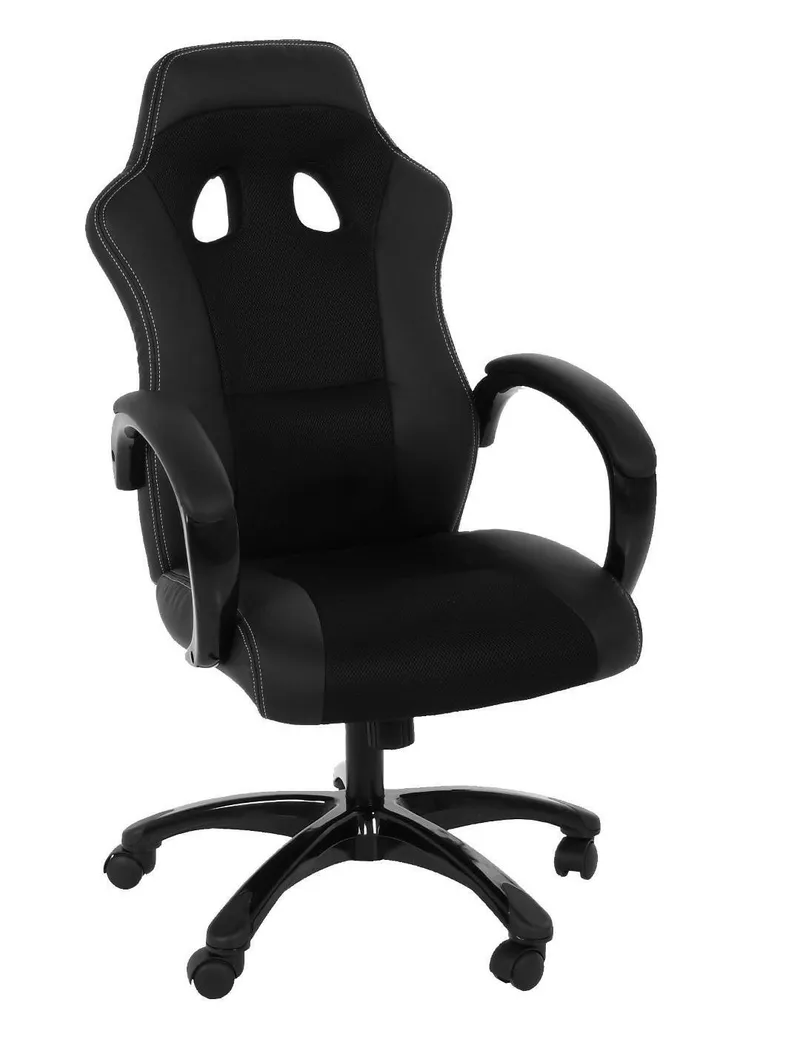 Fotel Biurowy MEBLIVA Race, Ekoskóra, Ergonomiczny - Czarny