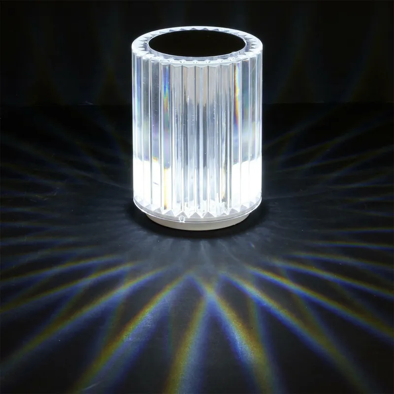 Lampka Stołowa MEBLIVA Cryształowa LED, 12 cm, Klasyczna - Biała