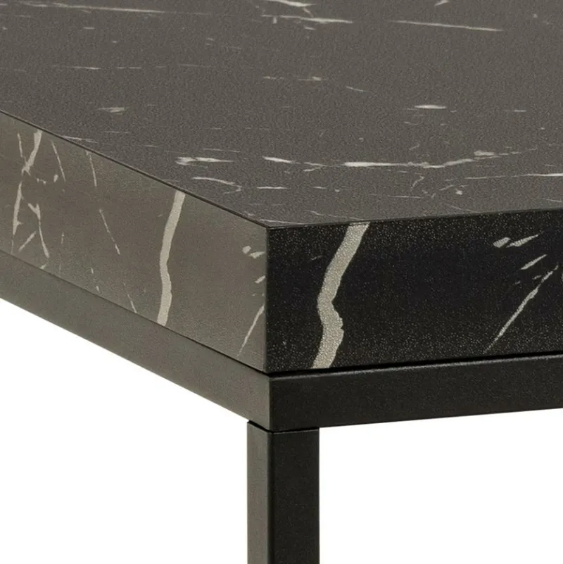 Stolik Kawowy MEBLIVA Barossa 60x60cm, Czarny Marmur - Nowoczesny