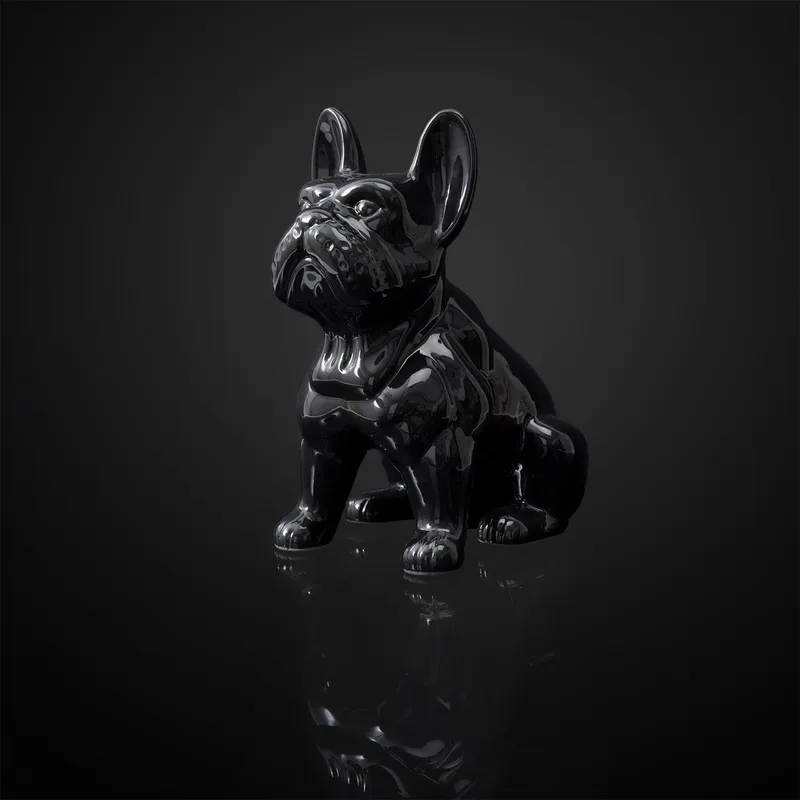 Figurka Buldoga MEBLIVA Ceramika Dekoracyjna 30 cm - Czarna