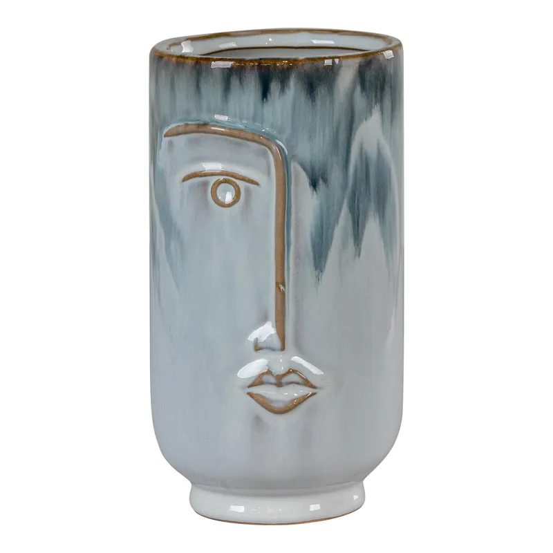 Wazon Ceramiczny MEBLIVA Twarz 17cm - Niebieski