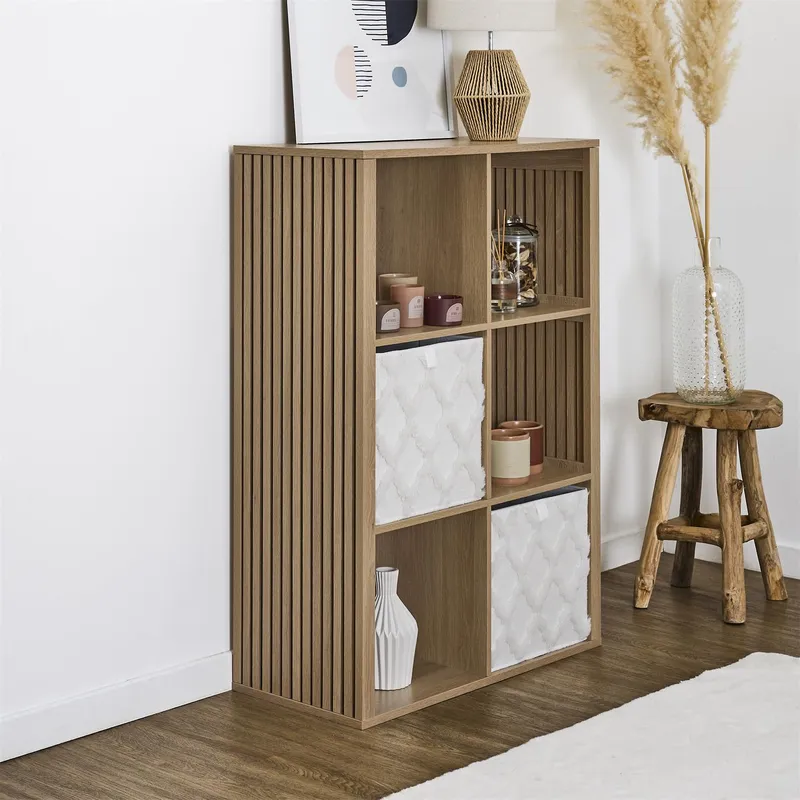 Regał MEBLIVA Klaus 6 Półek, MDF Naturalne Drewno - Naturalny