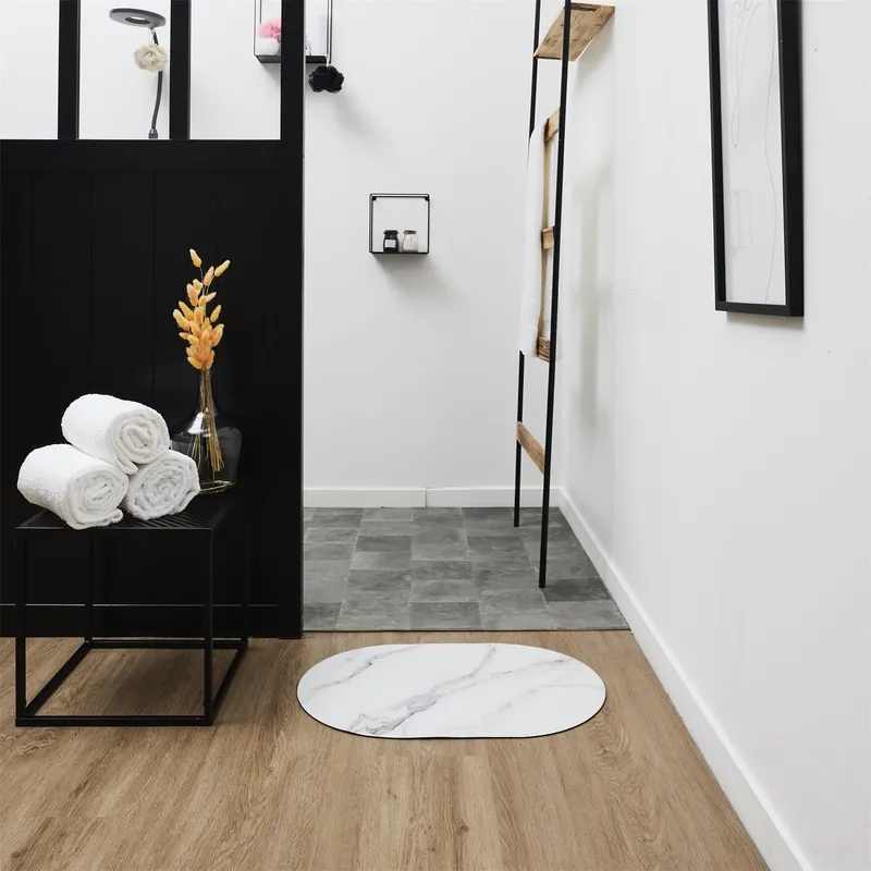 Dywanik Łazienkowy MEBLIVA Marble Ultra Chłonny 40x60 cm - Biały