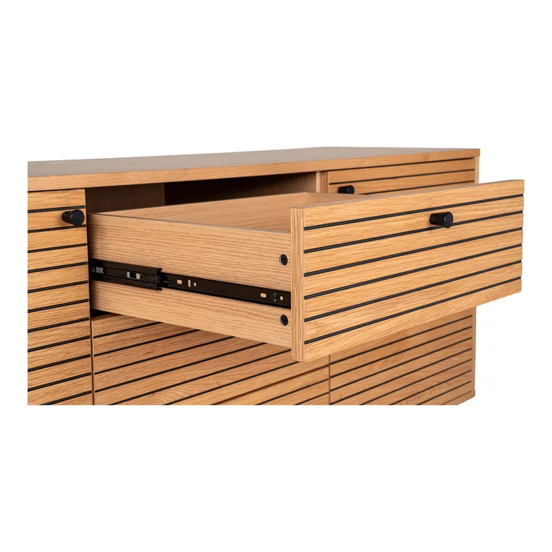Komoda MEBLIVA Kyoto 3 Szuflady 150 cm, Fornir Dębowy - Naturalny