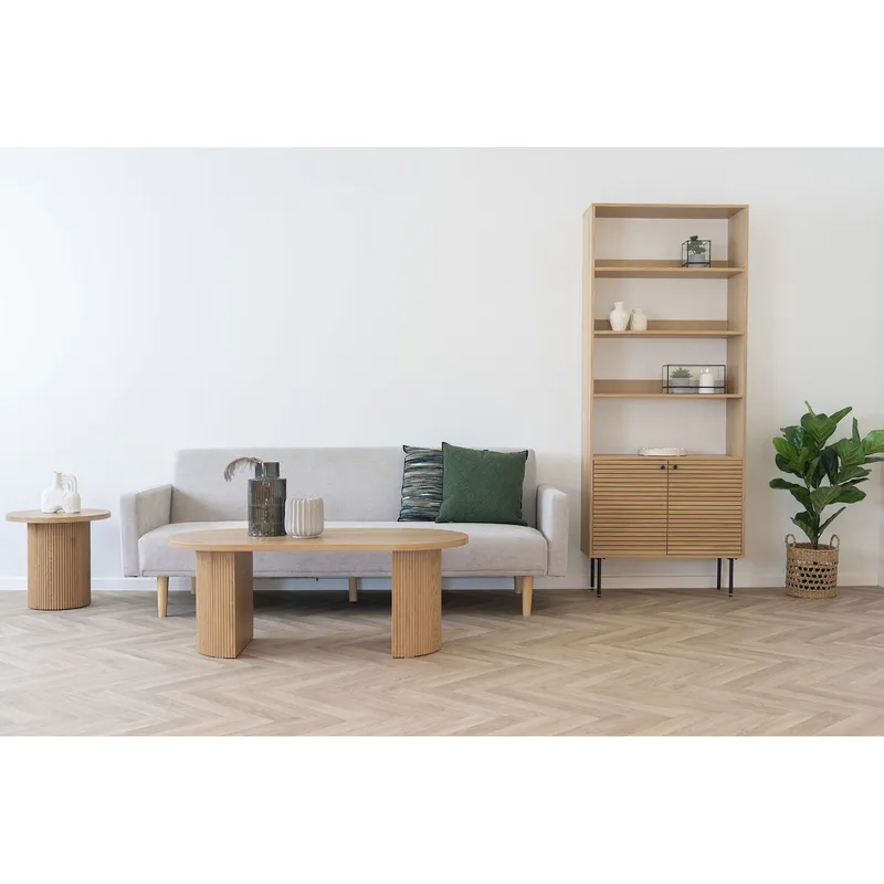 Regał MEBLIVA Kyoto Fornir Dębowy Skandynawski 200 cm - Naturalny