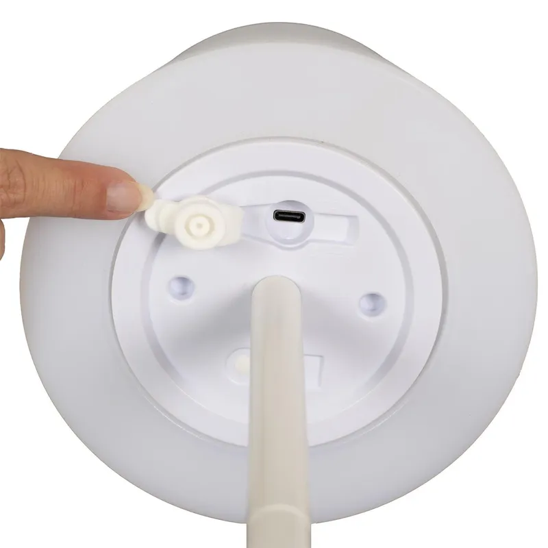 Lampa Stołowa MEBLIVA USB Biała - Nowoczesna, Ściemnialna - 40 cm