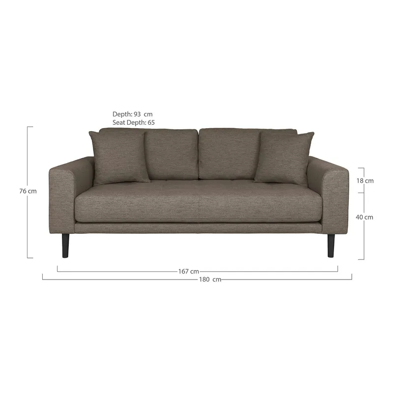 Sofa MEBLIVA Lido 2,5 Nierozkładana, Skandynawska - Brązowa