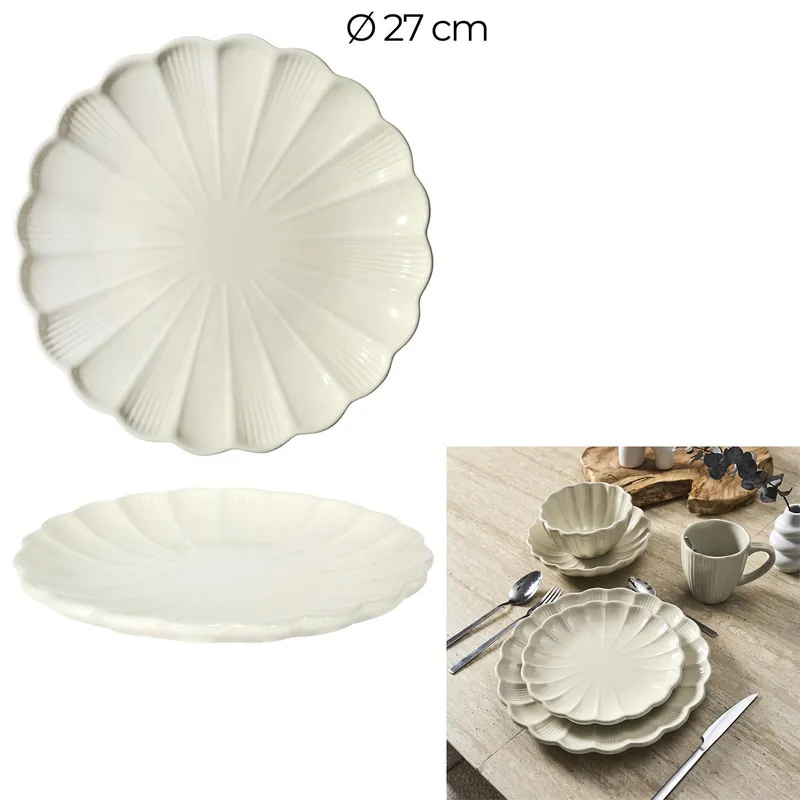 Talerz MEBLIVA Calista Ceramiczny, 27 cm - Kremowy