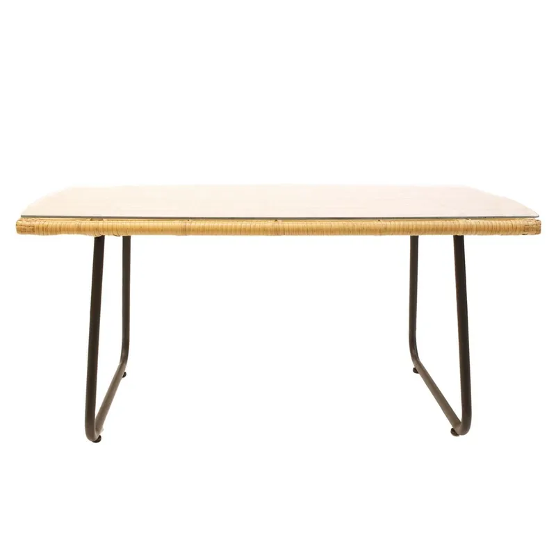 Stolik Kawowy GARDIVA Surabaya, Szkło I Metal, 95x55 cm - Naturalny