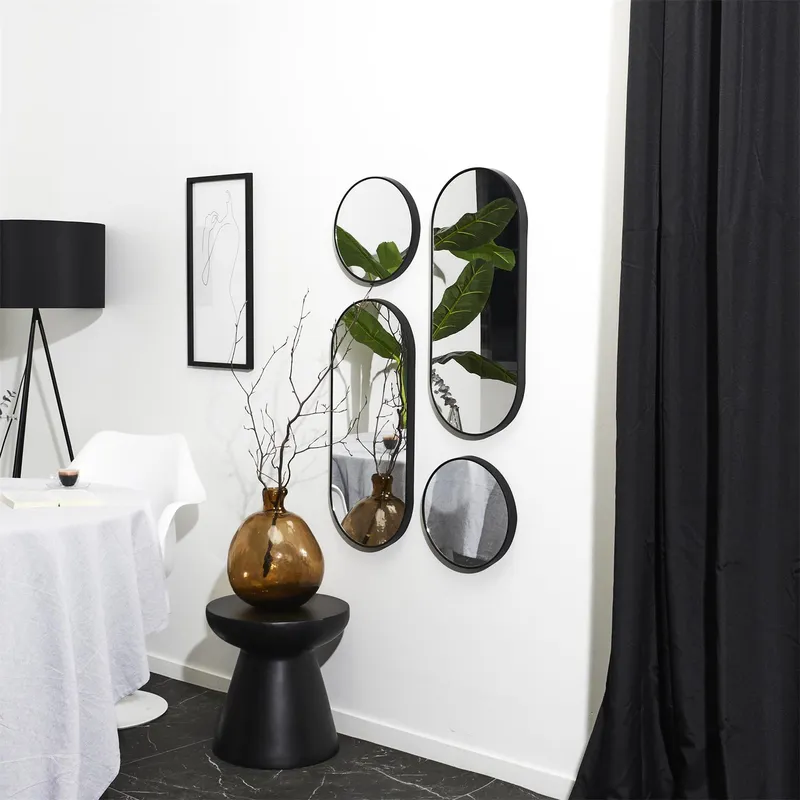 Zestaw 4 Luster MEBLIVA Deco Round Owalny Nowoczesny - Czarny